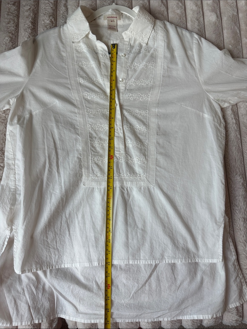 Sundance Women's White Embroidered Sophisticated Western Style Tunic - Picture 11 of 12